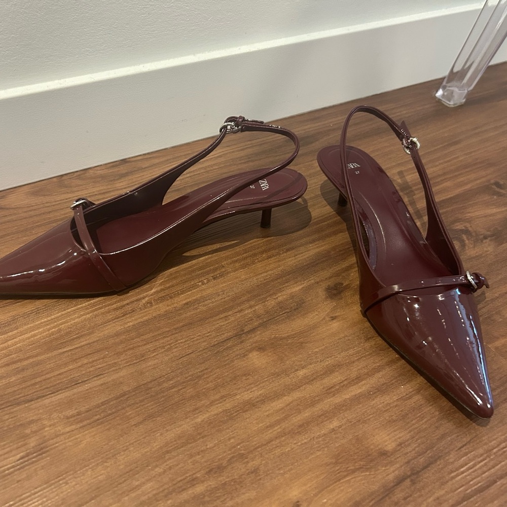 Zara Maroon Slingback Heels